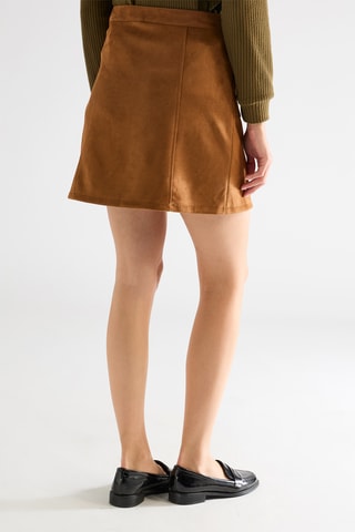 Minifalda de terciopelo de talle alto - Camel