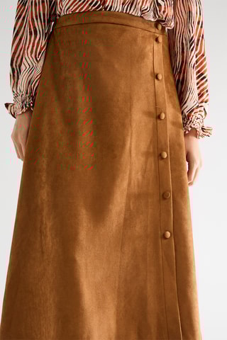 Falda midi de talle alto - Marrón claro