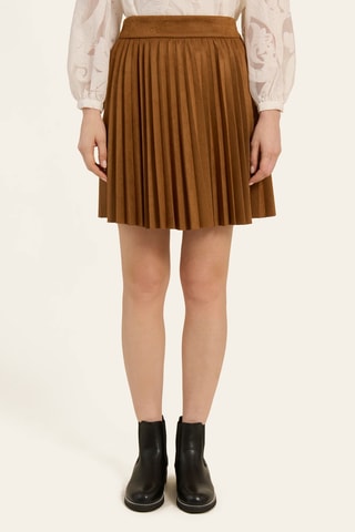 Falda plisada de terciopelo - Marrón