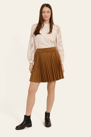 Falda plisada de terciopelo - Marrón