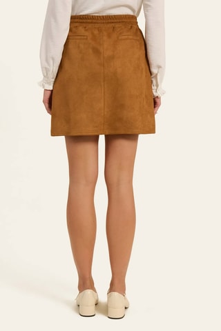 Falda recta de terciopelo - Marrón claro