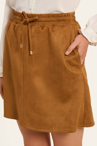 Falda recta de terciopelo - Marrón claro