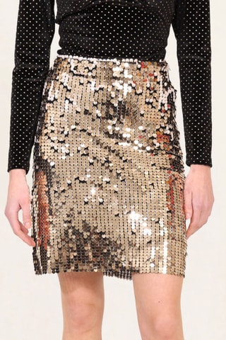 Falda recta de talle alto - Dorado