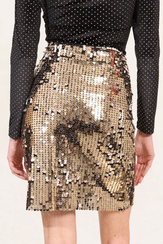 Falda recta de talle alto - Dorado