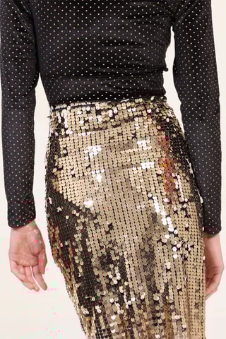 Falda recta de talle alto - Dorado