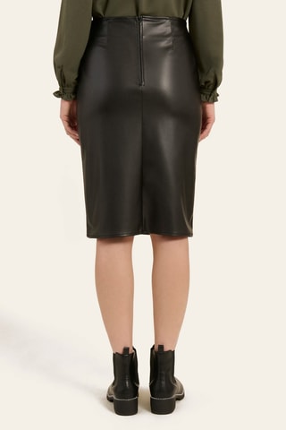 Falda recta de talle alto - Negro