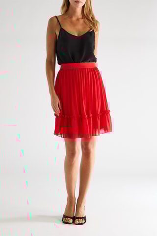 Falda plisada de talle alto - Rojo