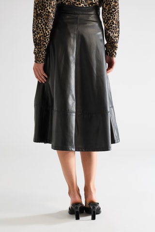 Falda midi de talle alto - Negro