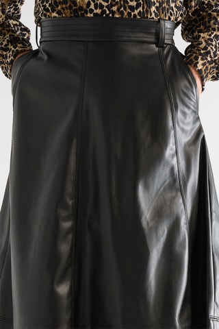 Falda midi de talle alto - Negro