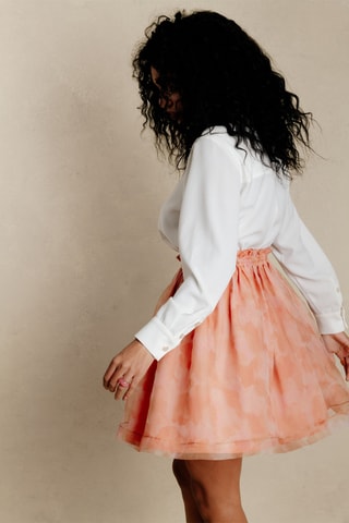 Falda evasé tie-dye de gasa - Naranja