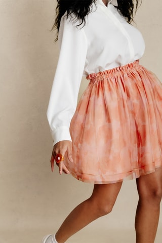 Falda evasé tie-dye de gasa - Naranja