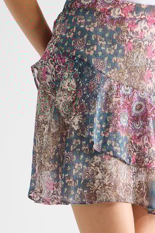 Falda avolantada de talle alto - Azul pato