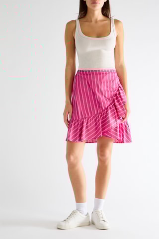 Falda cruzada de talle alto - Rosa y verde