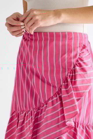 Falda cruzada de talle alto - Rosa y verde