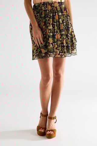 Falda evasé de talle alto - Negro