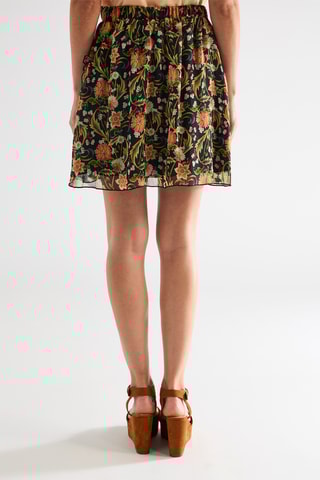 Falda evasé de talle alto - Negro