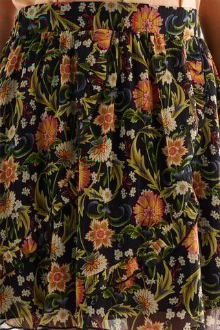 Falda evasé de talle alto - Negro