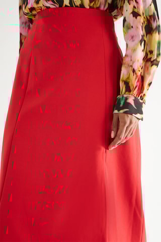 Falda midi de talle alto - Rojo