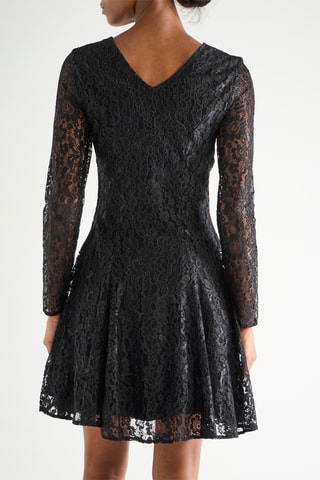 Vestido evasé de encaje - Negro