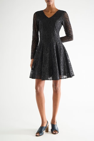 Vestido evasé de encaje - Negro