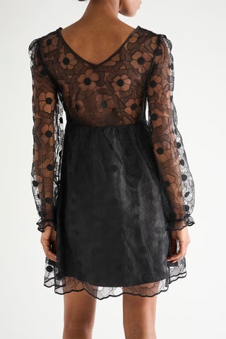 Vestido recto de encaje - Negro