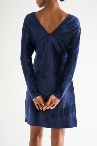 Vestido recto de terciopelo - Azul marino