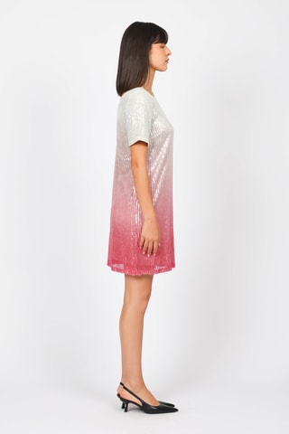 Vestido recto dip-dye. Crudo y rosa empolvado