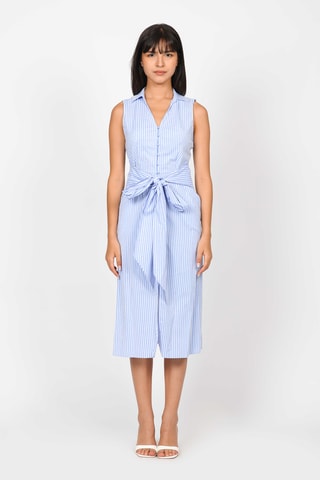 Vestido camisero - Celeste y blanco