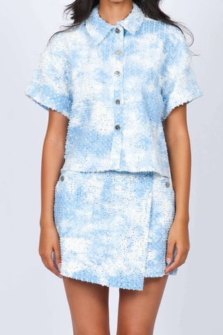 Falda pantalón tie-dye - Celeste y blanco 