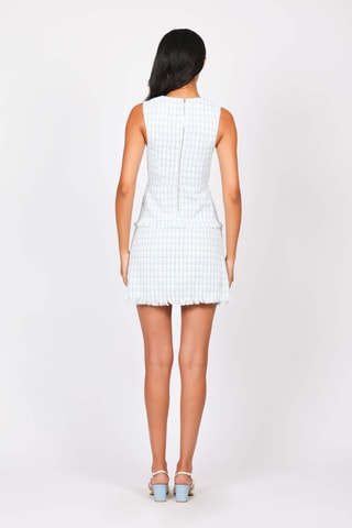 Vestido recto de tweed - Azul claro