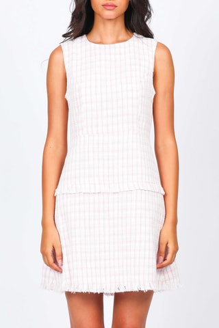 Vestido recto de tweed - Rosa