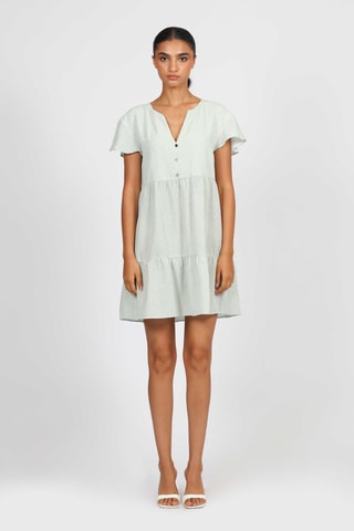 Vestido trapecio - Verde claro y blanco