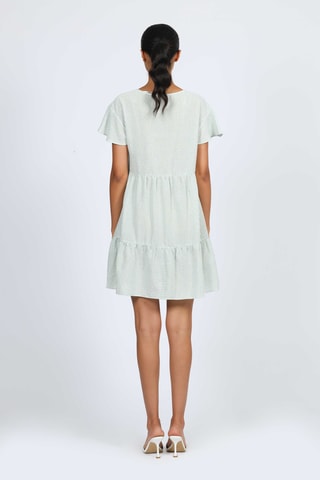 Vestido trapecio - Verde claro y blanco