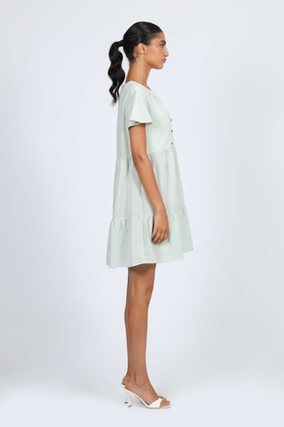 Vestido trapecio - Verde claro y blanco