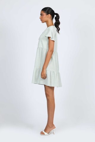 Vestido trapecio - Verde claro y blanco