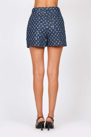 Short de tiro alto - Azul marino y crudo