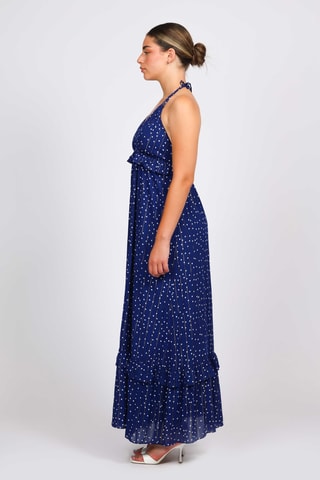 Vestido largo - Azul marino y blanco