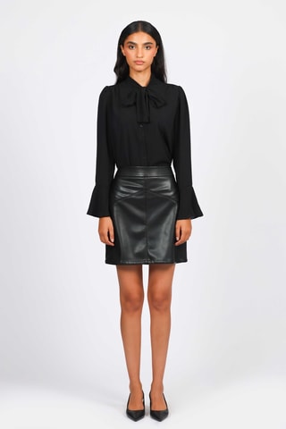 Falda evasé de talle alto - Negro