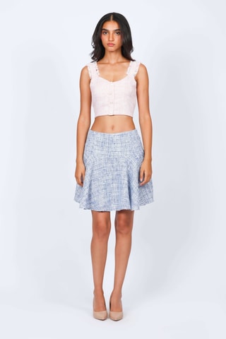 Falda evasé de talle alto - Azul rey