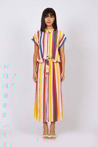 Falda midi de talle alto - Amarillo