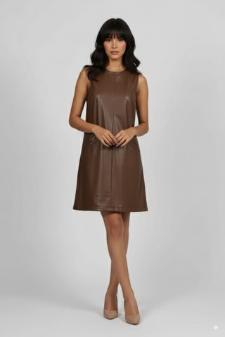 Vestido trapecio - Marrón