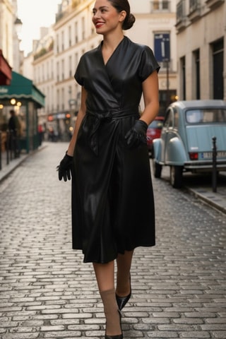 Vestido cruzado - Negro