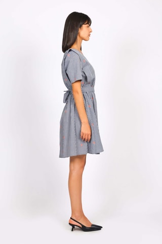 Vestido trapecio - Azul marino y blanco