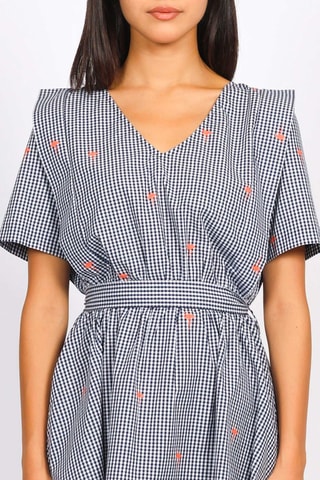 Vestido trapecio - Azul marino y blanco