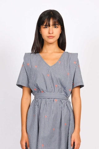 Vestido trapecio - Azul marino y blanco