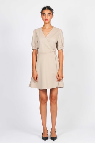 Vestido cruzado - Beige