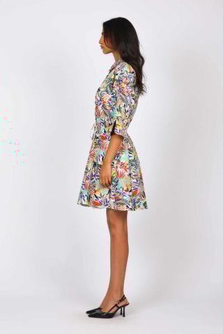 Vestido evasé - Turquesa y verde oscuro