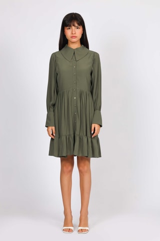 Vestido camisero vaquero - Caqui