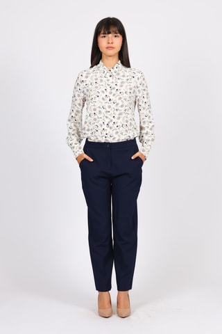 Camisa - Crudo y azul marino