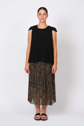 Falda midi - Beige y negro